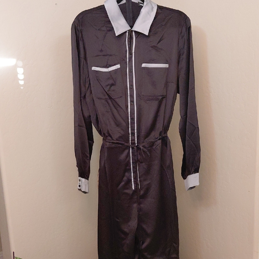 LIVELY GHOST 2X VESPERTINE LOUNGING ROMPER BLACK SATIN